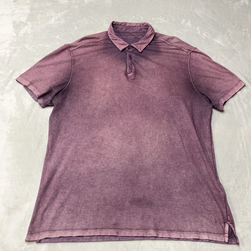 John Varvatos USA Burnout Polo Shirt Men's L Red Lightweight Distressed